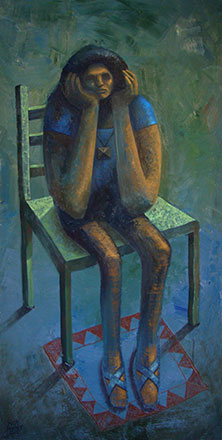 Waiting Knowing She Will Never Come, 2013, oil on wood, 122 x 61 cm
