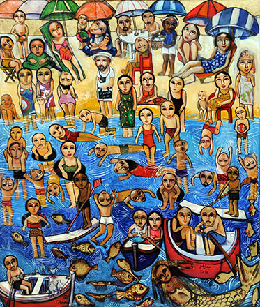 On The Sea Shore of Alexandria, 2010, oil tempera on wood, 153 x 126 cm