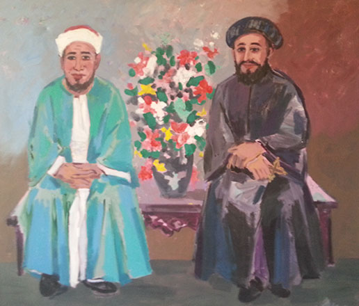 Le Prêtre Et Le Sheikh, 2012, acrylic on canvas, 130 x 140 cm
