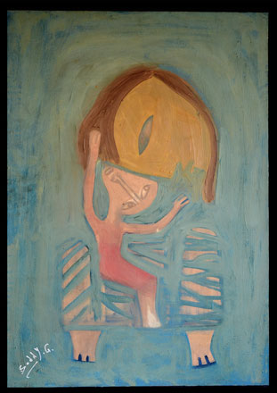 Motherhood, oil on wood, 100 x 70 cm