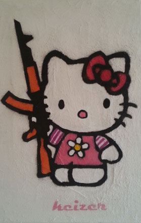 Hello Kitty, 2012, mixed media on canvas, 120 x 80 cm