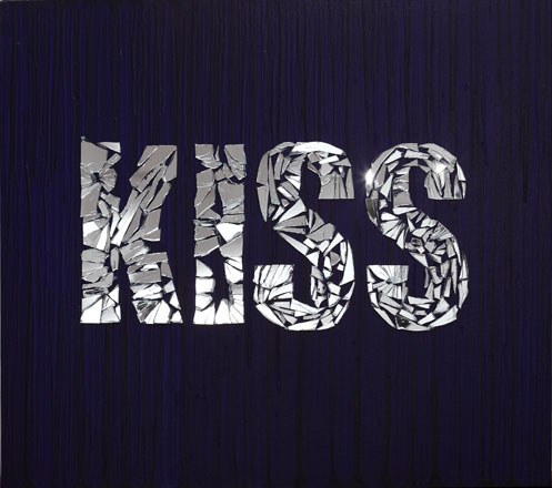 Kiss, 2013, mirrors mixed media on canvas, 80 x 90 cm