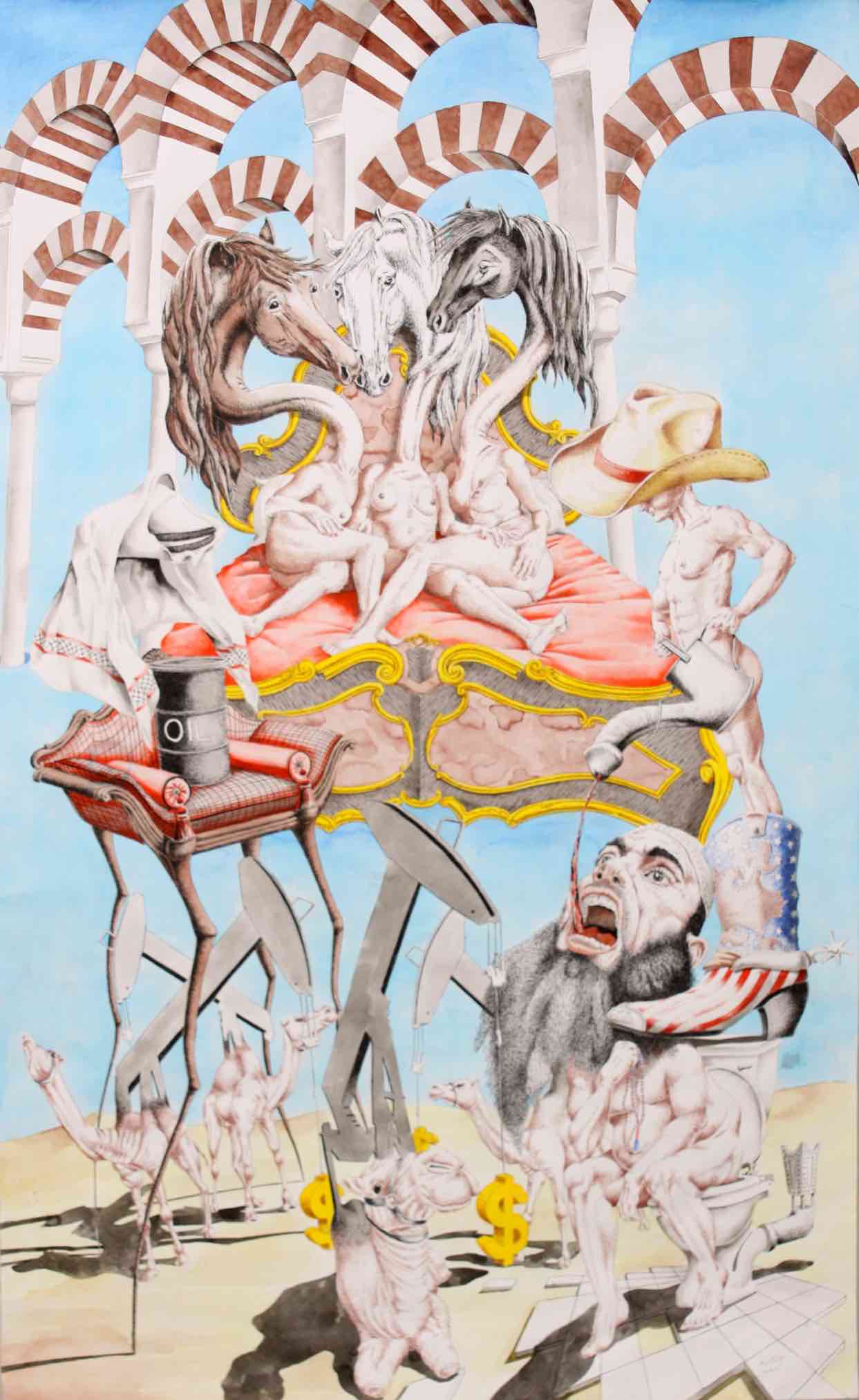Slaves, 2013, mixed media on paper, 130 x 80 cm