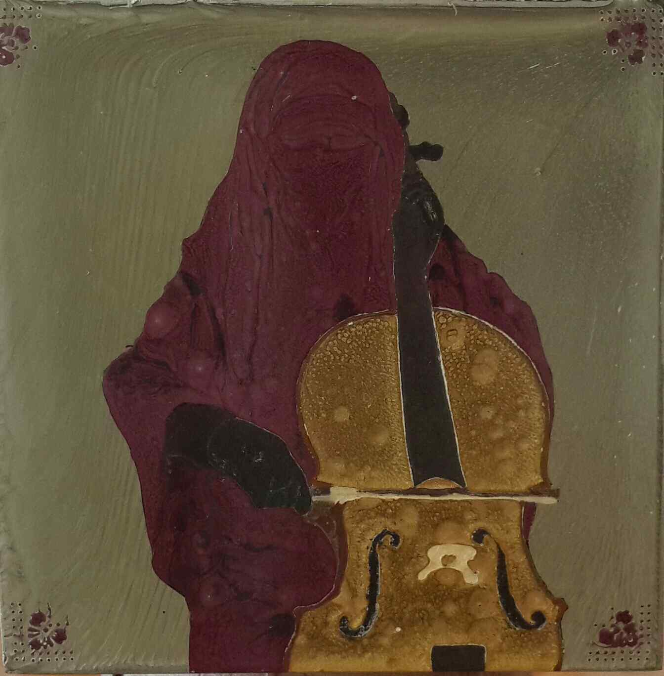 Cello Under The Veil, mixed media, 60x60cm