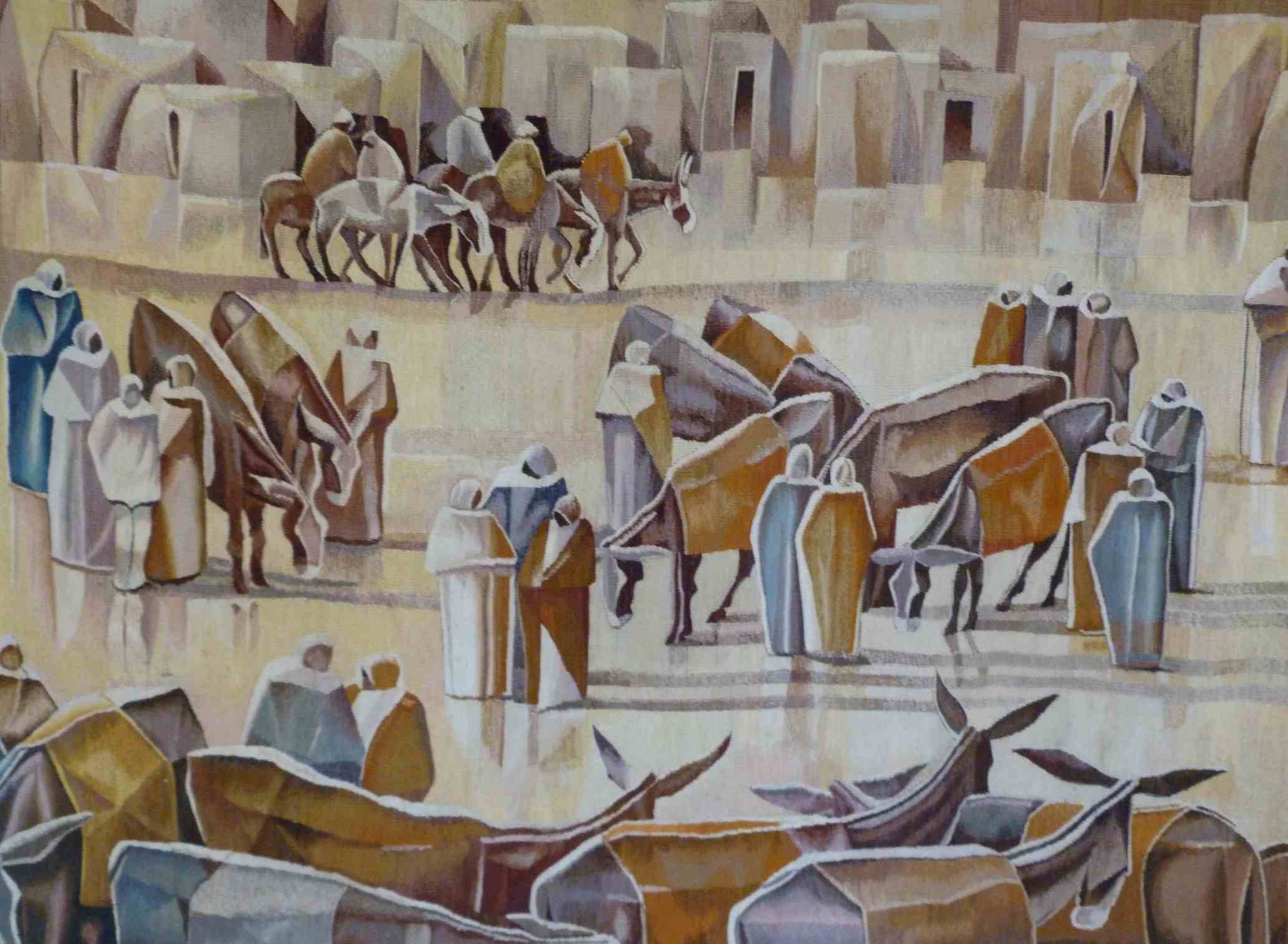 Donkey Market, 1974  Tapestry, hand woven, natural colors Unique piece 168 x 235 cm