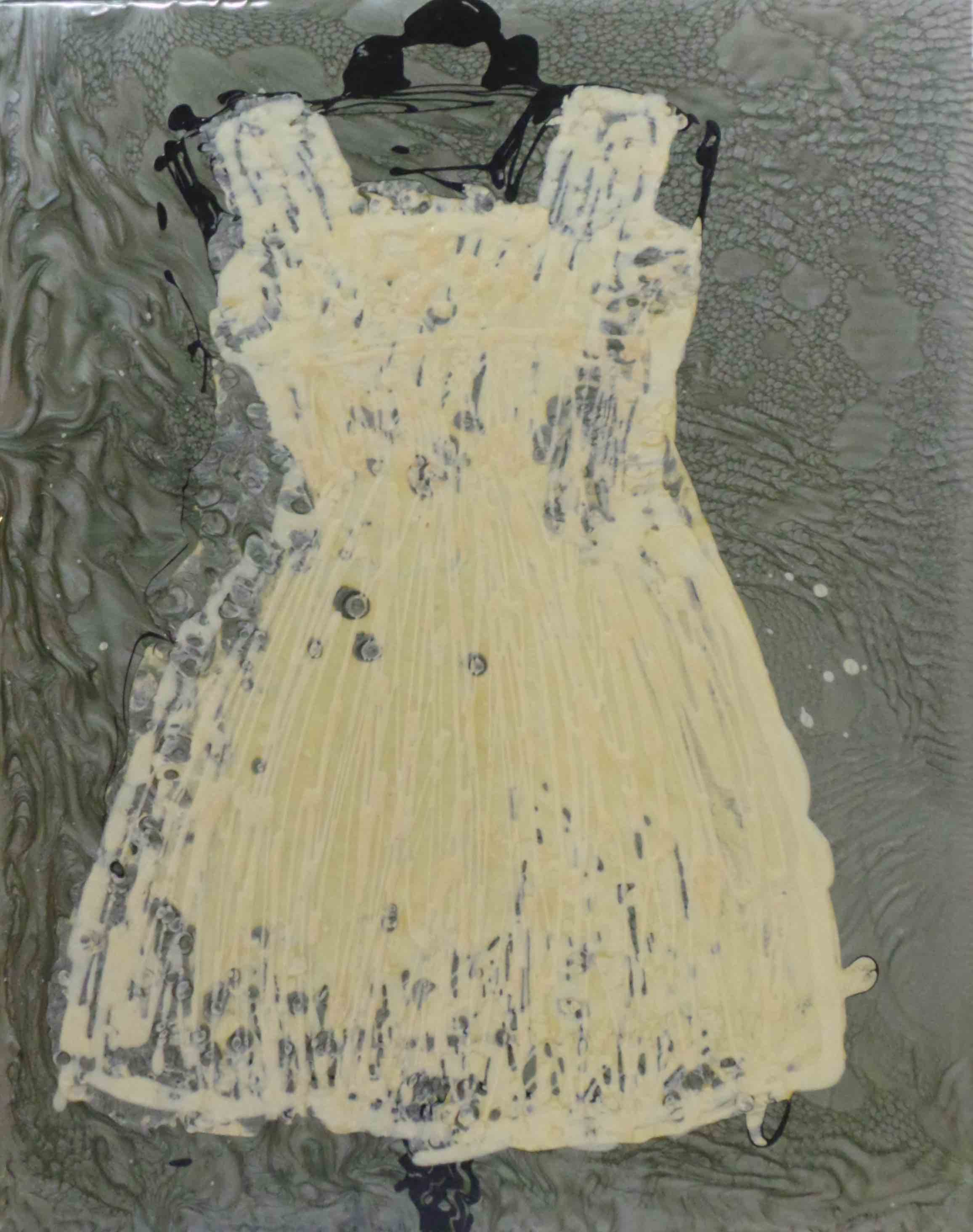 Fostan el Farah, Wedding Dress, 2016, chemical pigments on wood, 172 x 122cm