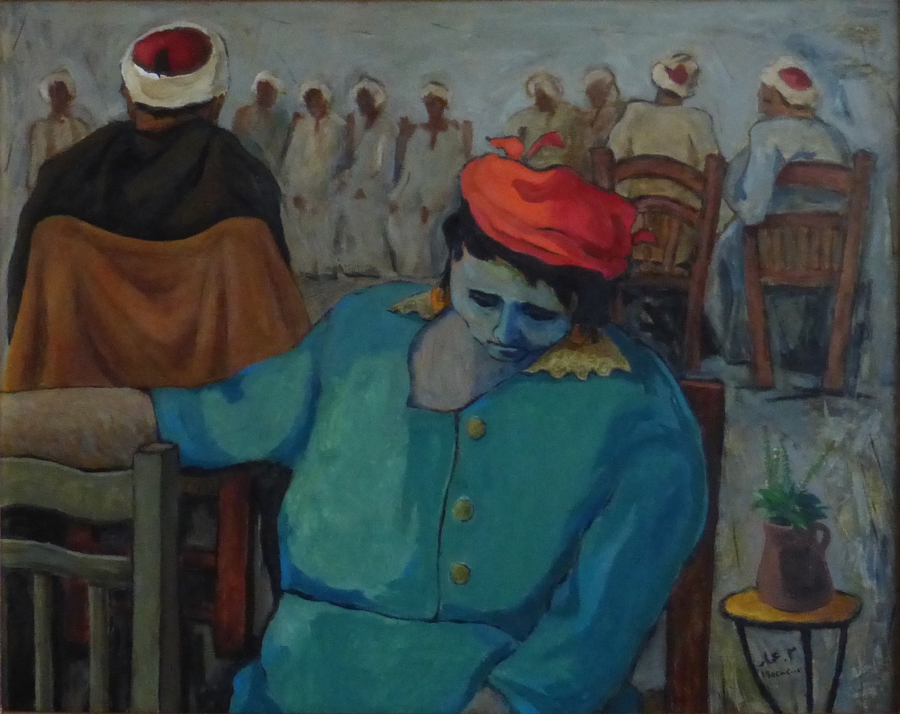 Qahwet Magazib el Sayyeda – Coffeehouse of the Sayyeda’s Fools, 1952, oil on canvas, 80 x 60 cm