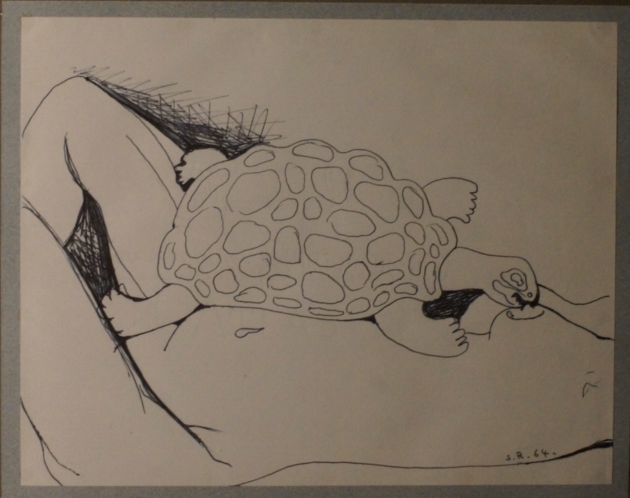 Untitled [Woman and Turtle], 1964. Ink on paper, 20x27cm