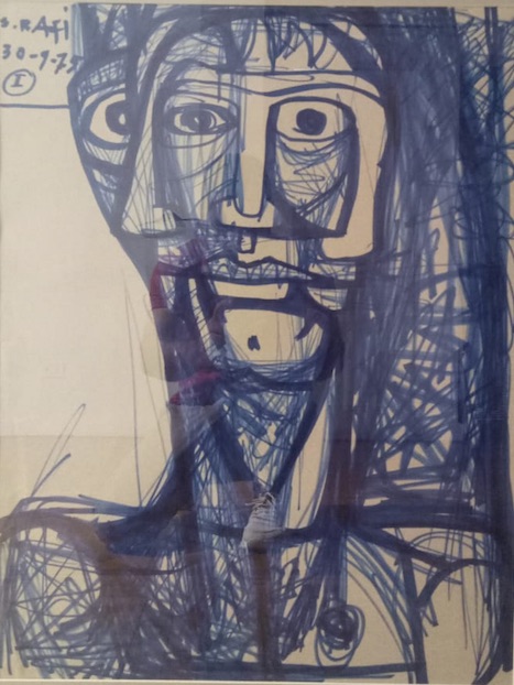 Samir Rafi, Self-Portrait, 1975. Pen feutre on paper, 64x50cm