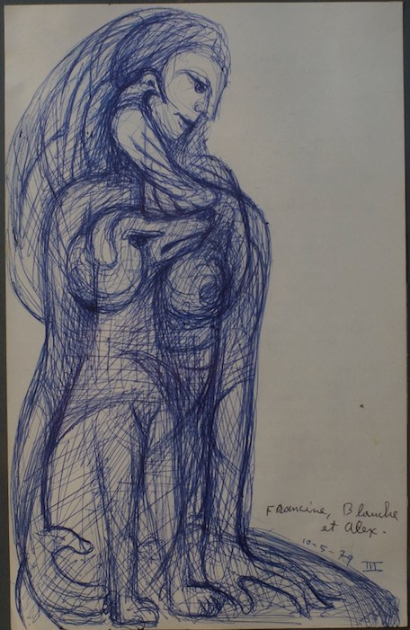 Francine, Blanche et Alex, 1979. Ink on paper, 21x13cm [SR-117]