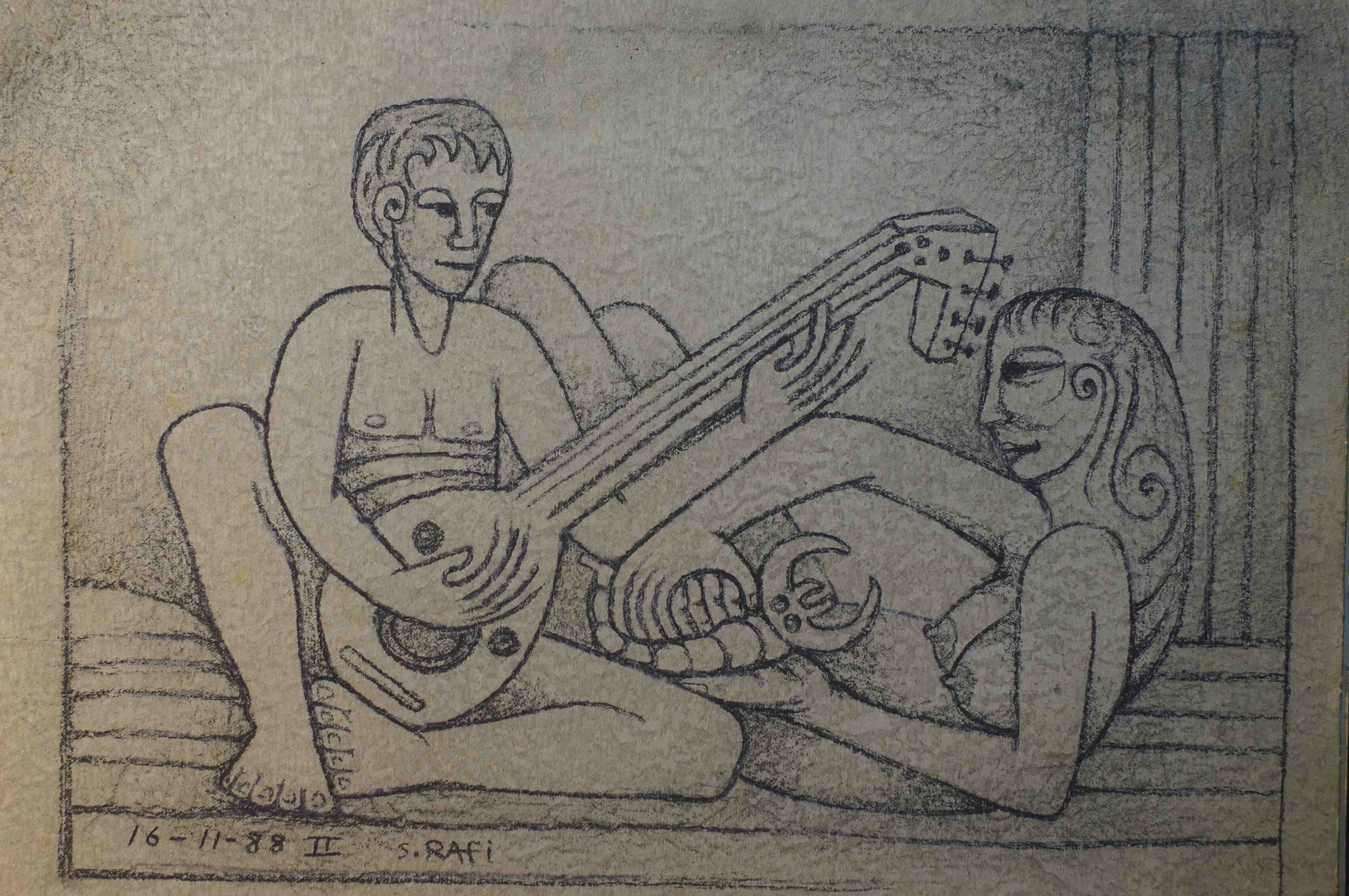 Untitled [Man Playing Our with Woman], 1988. Charcoal on paper, 39x53cm [SR-134]