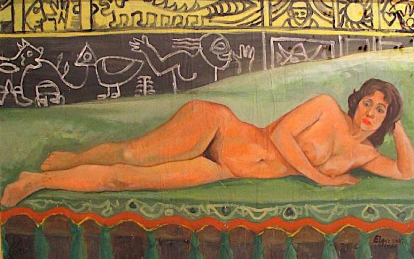 Abdel Hadi al-Gazzar, Nude, 1960. Oil on wood, 95 x 57cm. Signed and dated