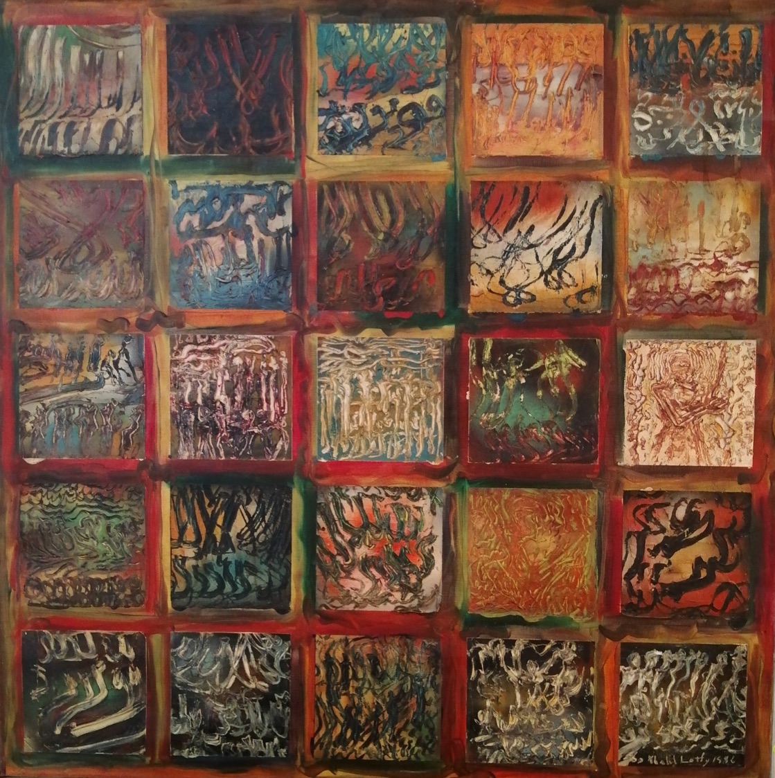 Abou Khalil Lotfy (1920-1993) Untitled, 1986  Oil on canvas  75 x 75 cm Signed and dated