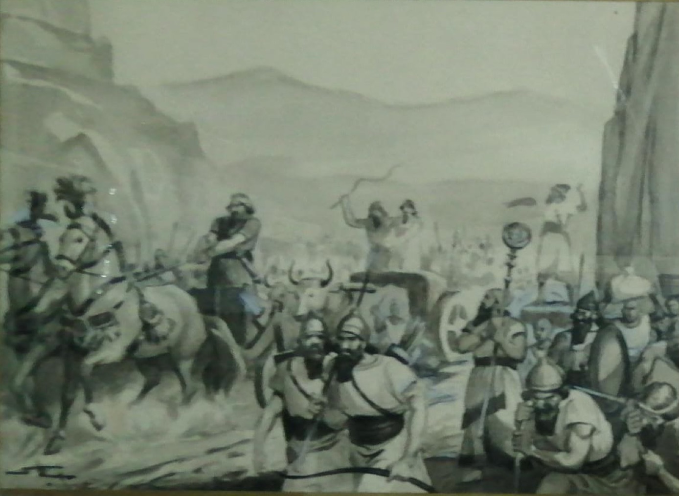 Hussein Bicar (1913-2002), Monochrome Illustration.   28 x 20 cm Signed