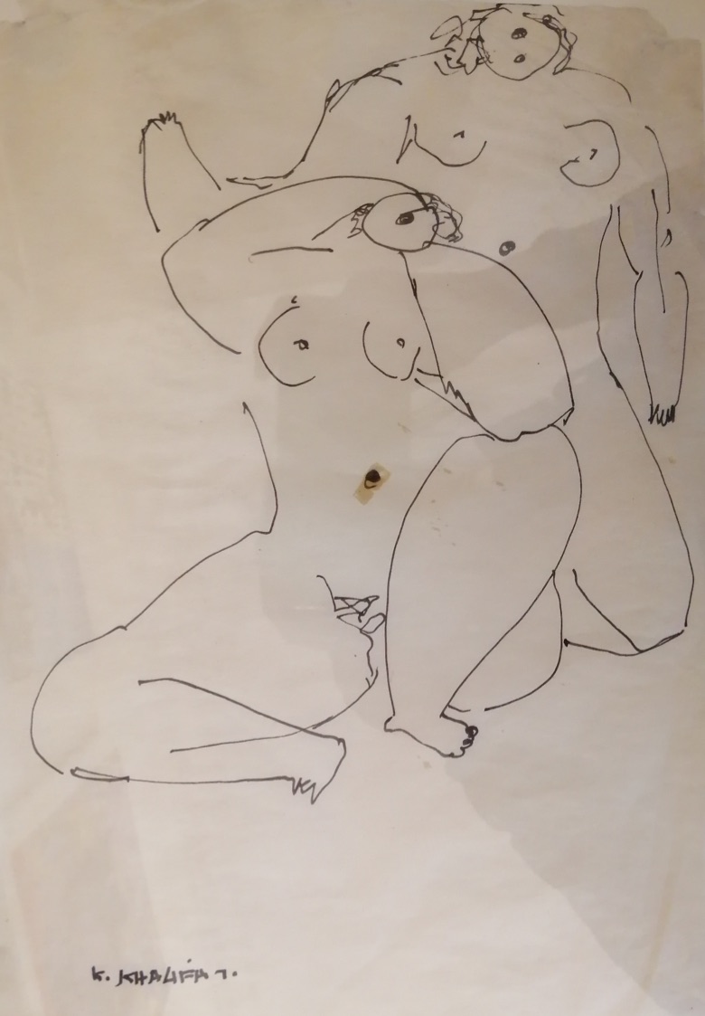 Kamal Khalifa (1926-1968). (Nude), 1968. Signed China ink on paper 42 x 30 cm