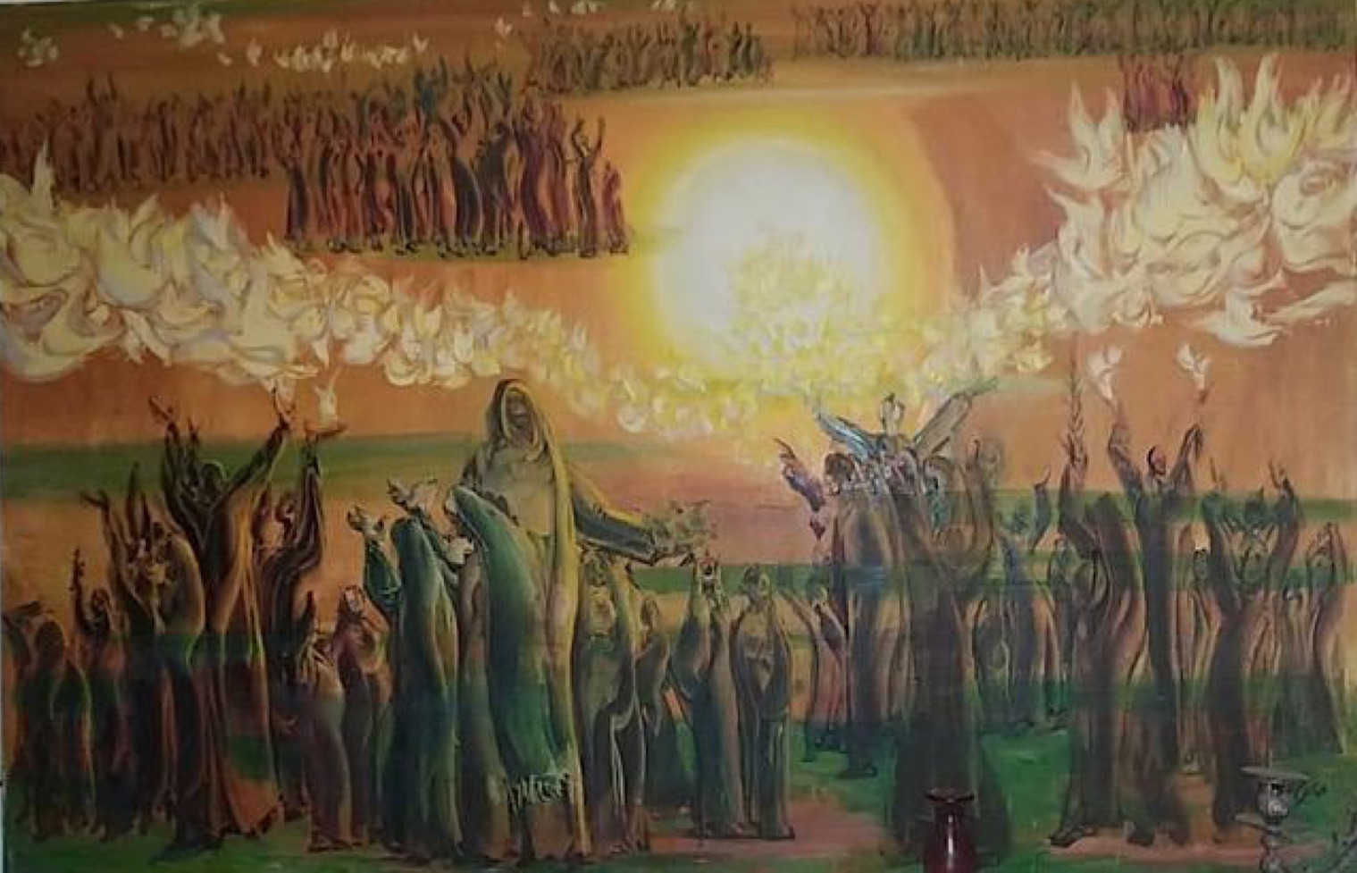 Salah Taher (1911-2007). 1978 Peace Treaty, 1978. Oil on wood 123 x 184 cm Signed and dated