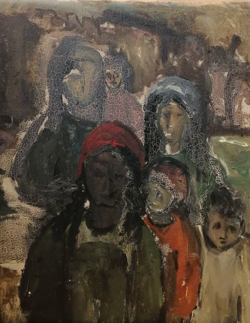 Tahia Halim (1919-2003) Les enfants. Signed Oil on panel 71 x 53 cm AMA-160