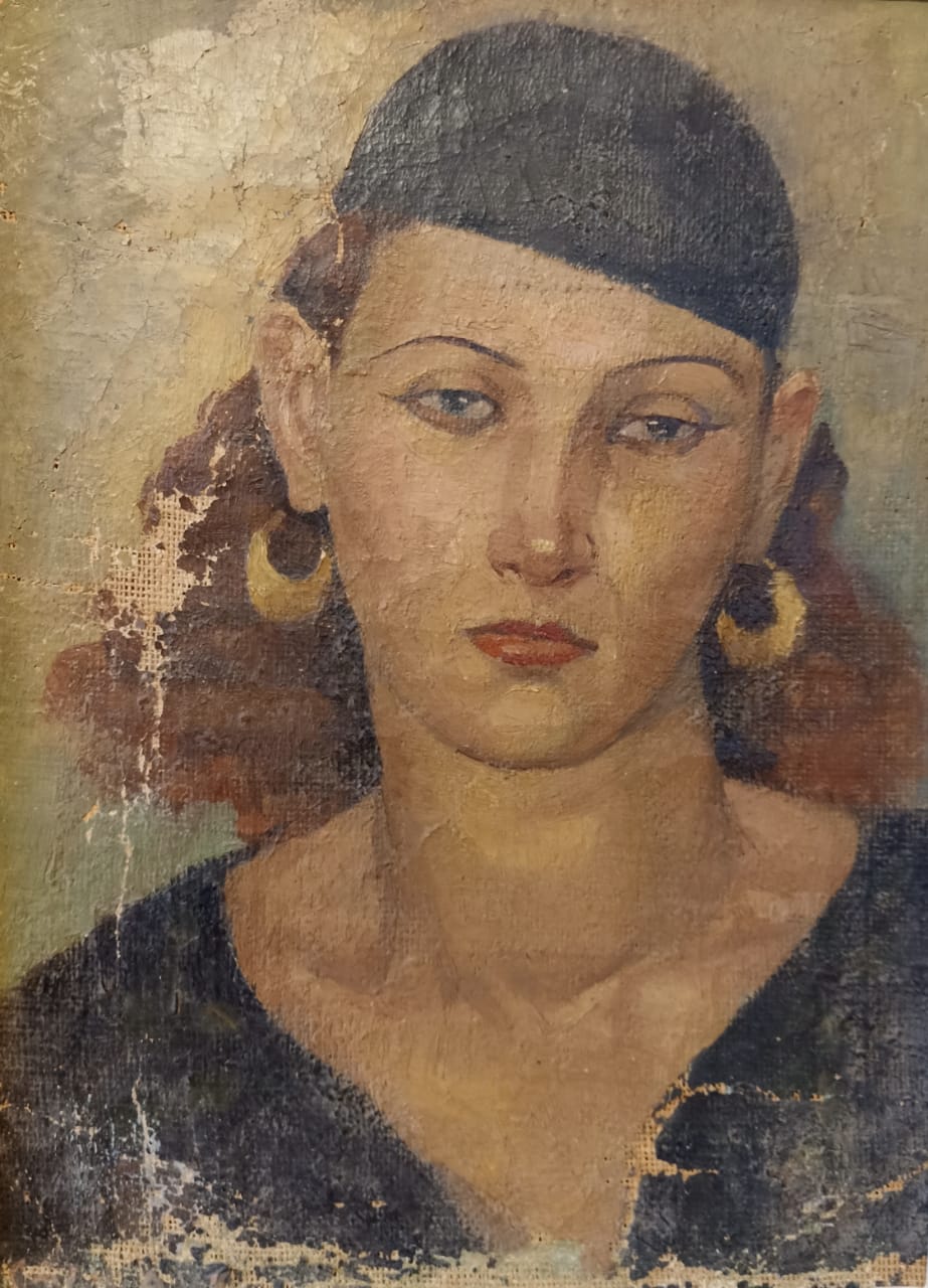 Emma Caly-Ayad, Fellaha. Oil on canvas 55  x 40 cm Signed