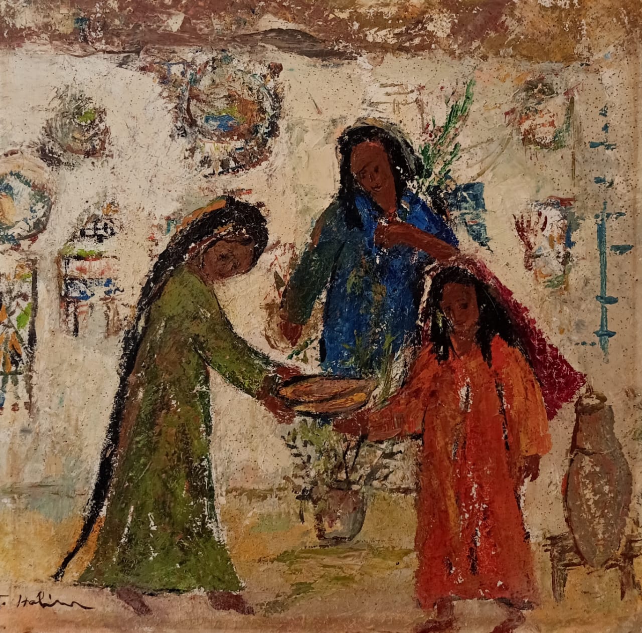 TAHIA HALIM (1919-2003) 48 x 48 cm Oil on wood Signed lower left