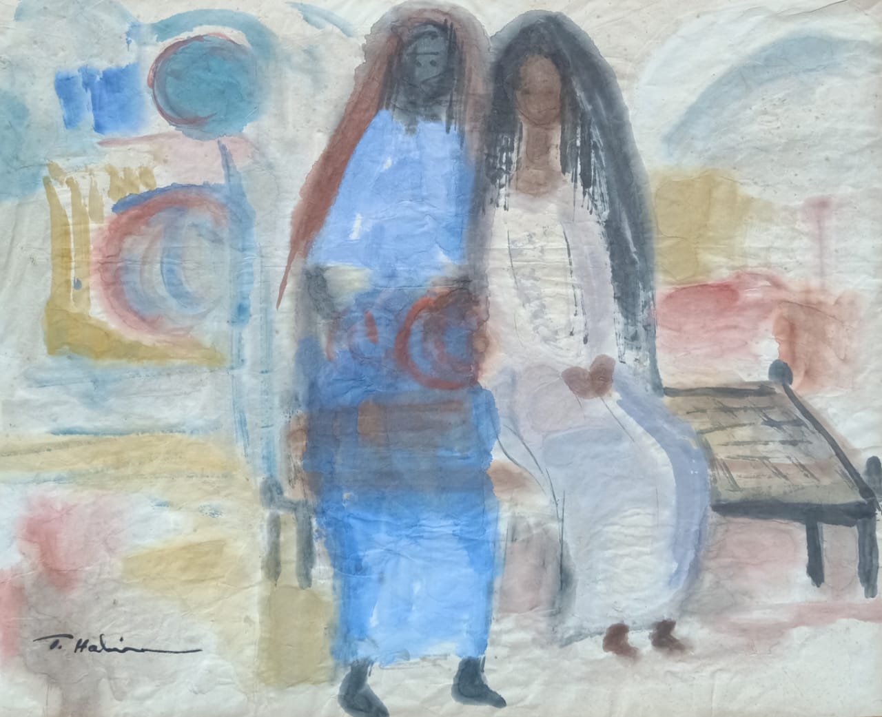 TAHIA HALIM (1919-2003) 52 x 42 cm Watercolors on paper Signed lower left
