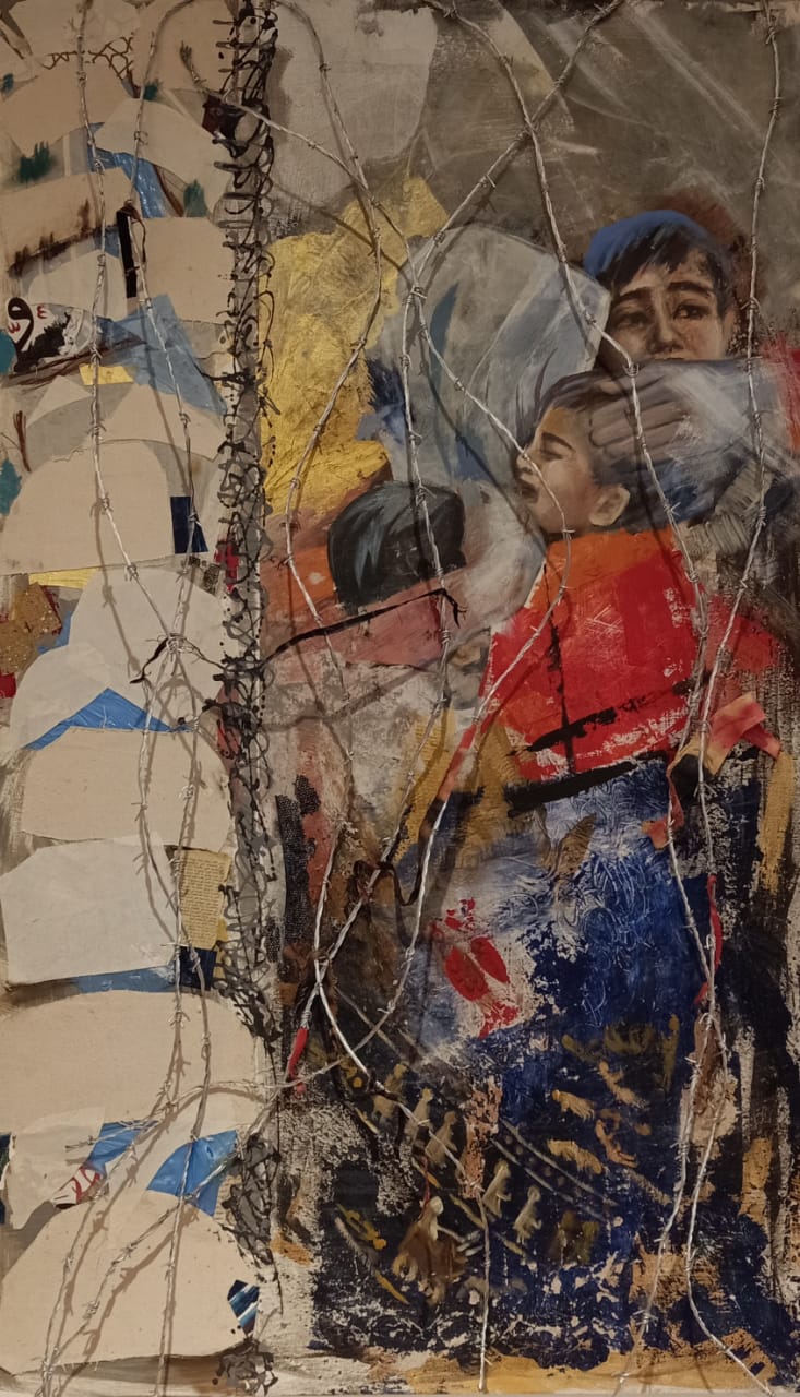 AMANI RAMSES ABDELBARI  / Untitled / 170 x 100 cm / Mixed media on canvas / LE 30,000 / USD 1,920 / PALESTINE-111