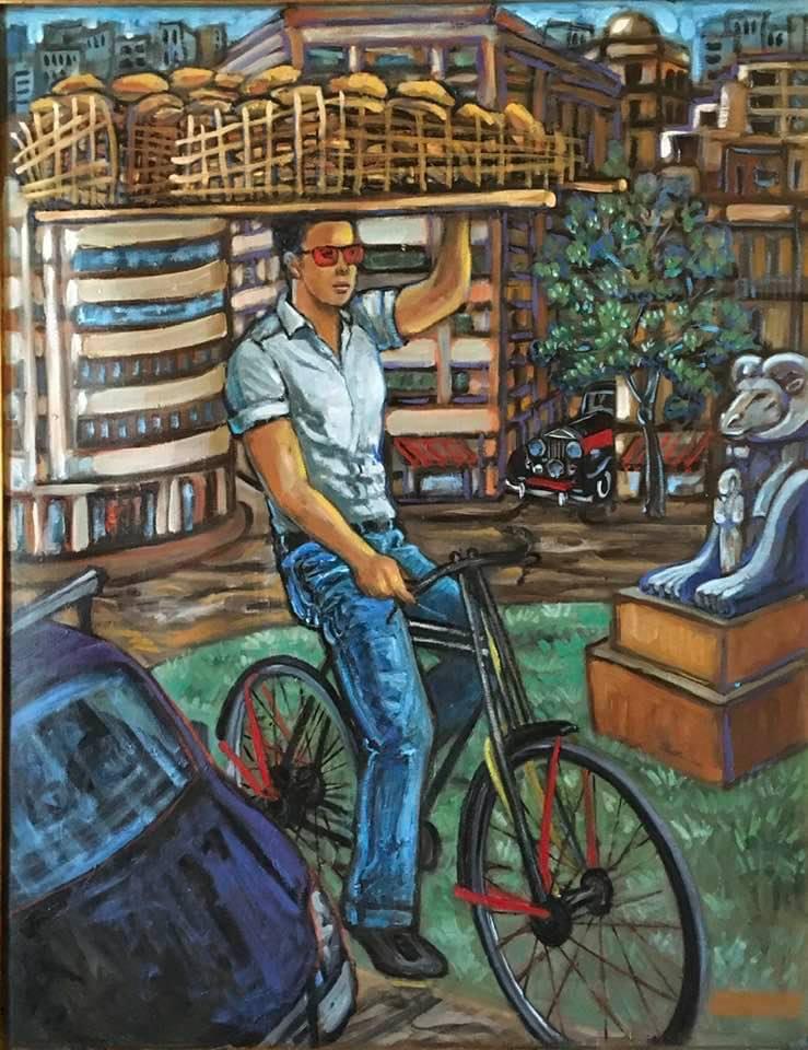 CARELLE HOMSY / Bread Seller / 80 x 60 cm / Oil on canvas / LE 45,000 / USD 2,880 / PALESTINE-116
