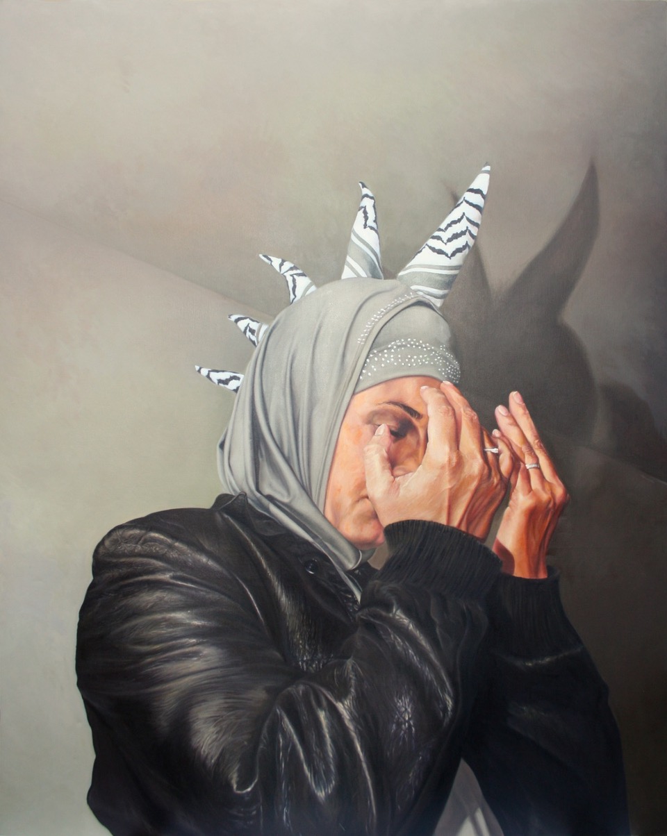 SHADI ALZAQZOUQ / God Bless My People, 2015 / 160 x 200 cm / Oil on canvas / € 20,000 / PALESTINE-173
