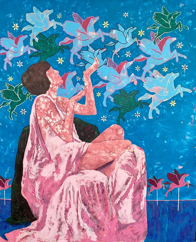Jamal Bassiouni  “Wild Soul Woman”   2021 120 x 100 cm Acrylic on canvas, JB#201