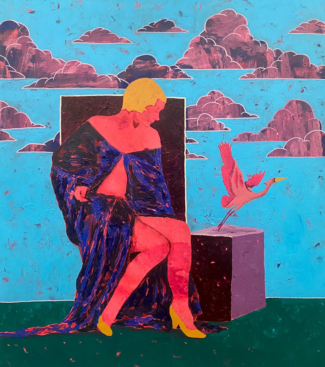 Jamal Bassiouni “New Beginnings”  2021 65 x 60 cm Acrylic on canvas, JB#212