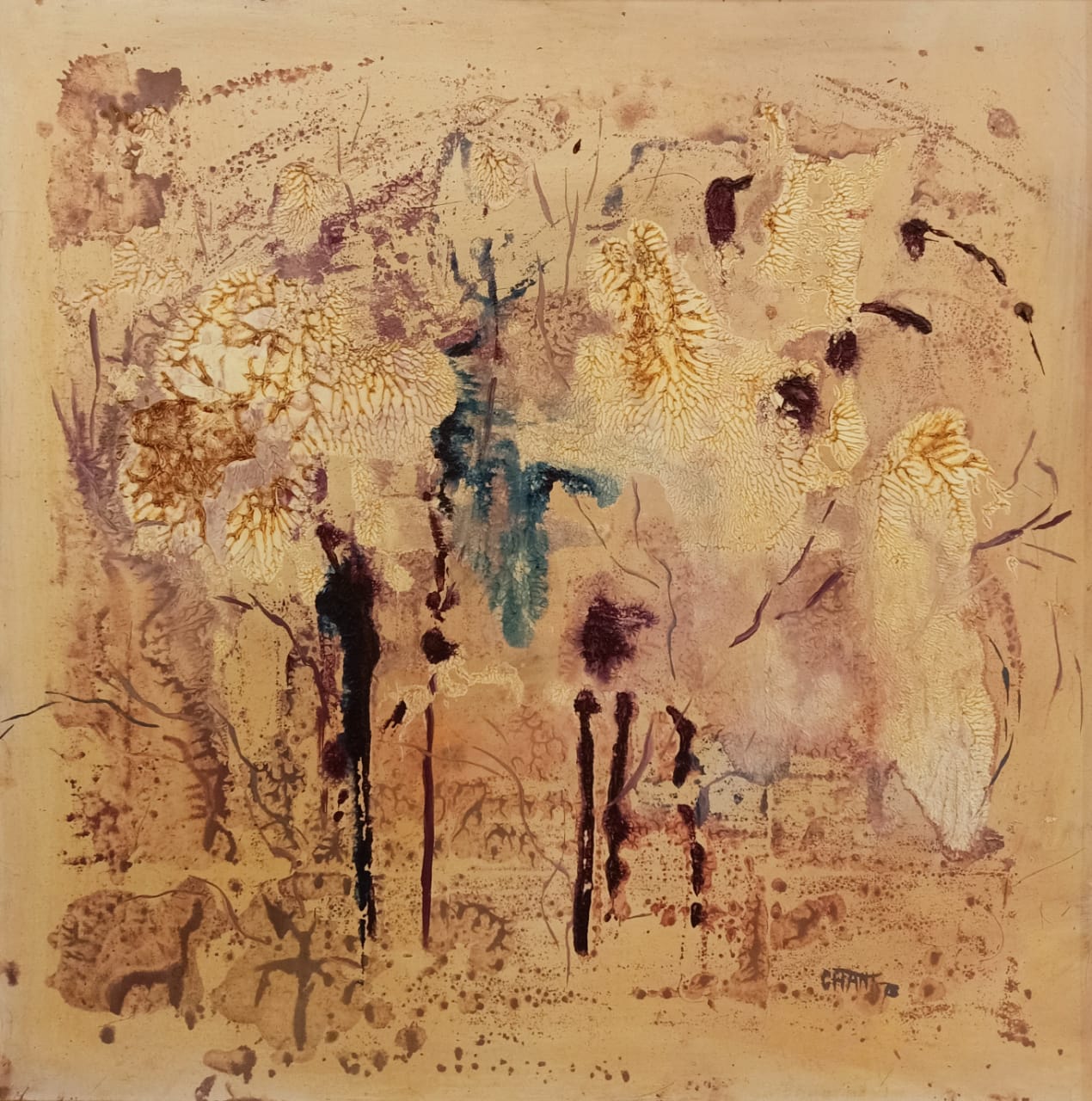 Chant Avedissian, Untitled, 1978. Oil on Canvas, Signed, 70 x 70 cm