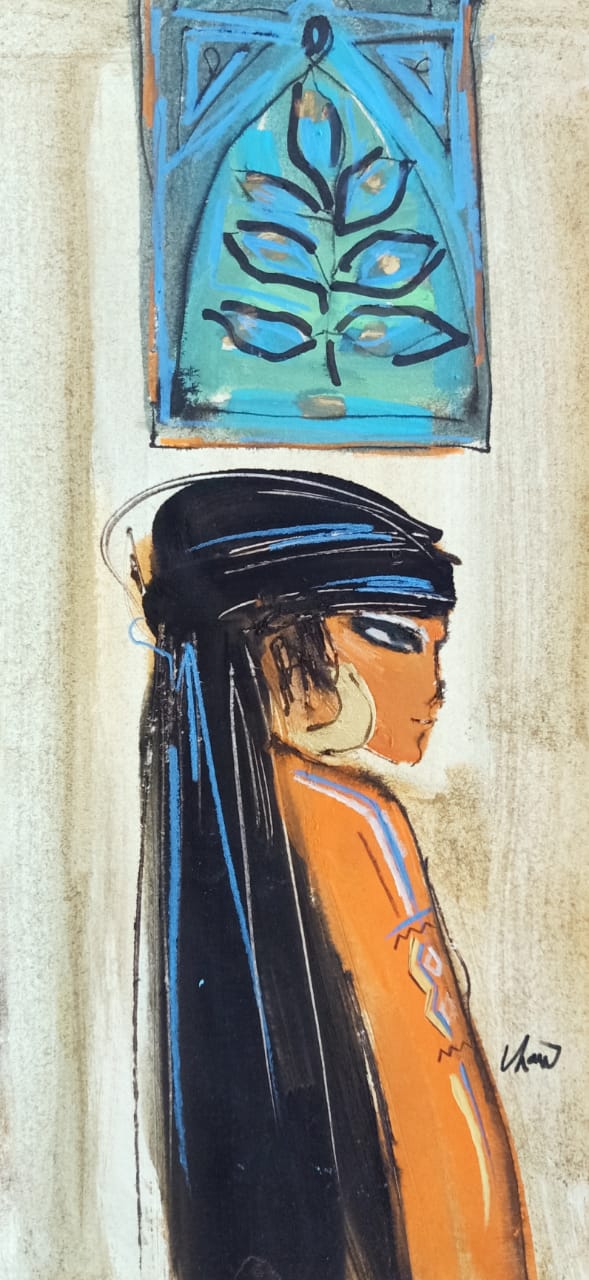 Chant Avedissian, [Fellaha, 1970s], mixed media on paper – Signed 16 x 34 cm