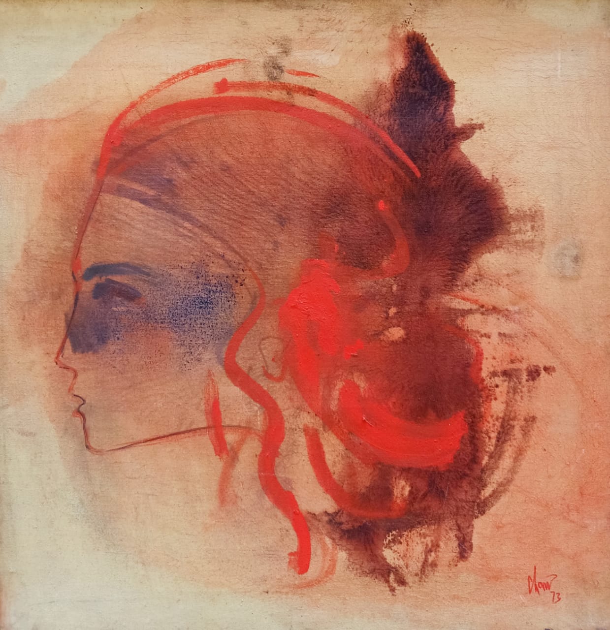 Chant Avedissian, untitled, Oil on canvas, 1973, Signed 1973 50 x 50 cm