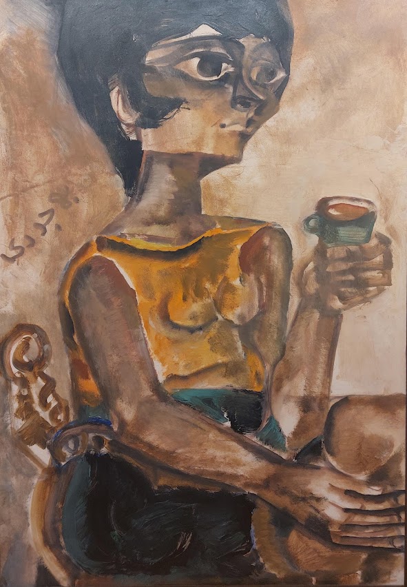 George Bahgory George’s wife Nitokriss   Oil on wood 100 x 70 cm Signed
