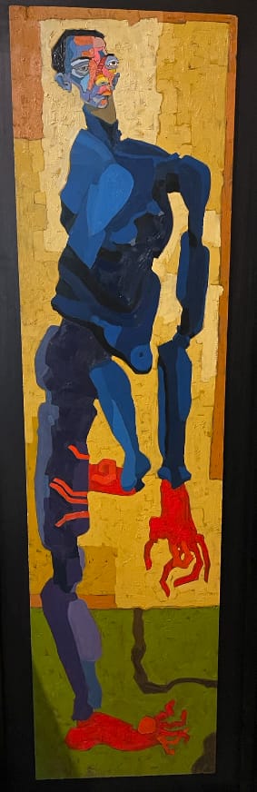 Salam Yousry “Man”, 2020 Oil on wood 178 x 46 cm
