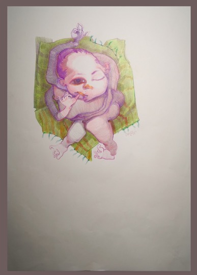 Salam Yousry, 1982 New-Born, Colored pencils on paper 59.4x42cm