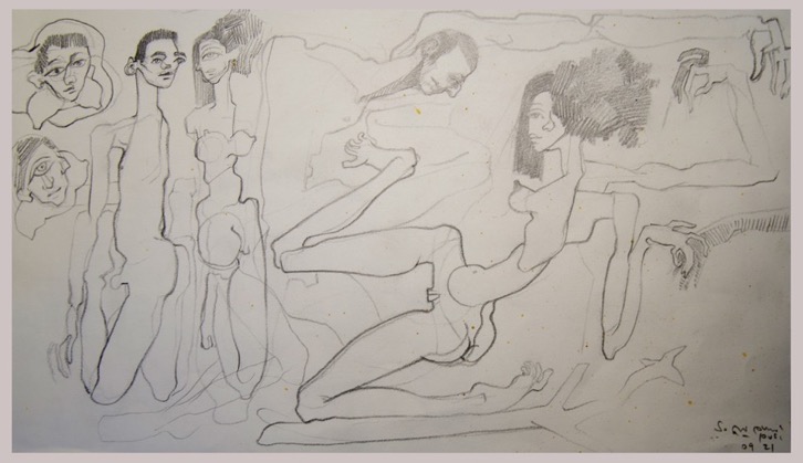 Salam Yousry Hemdan’s Yasmina Sketch Pencil on paper 18 x 30  cm