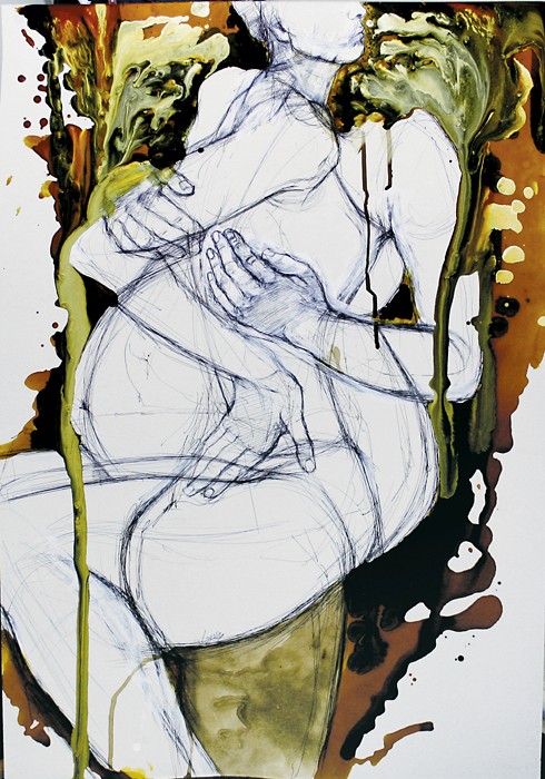 Weaam El Masry, Relationship II (2012), 120×80, mixed media on cardboard
