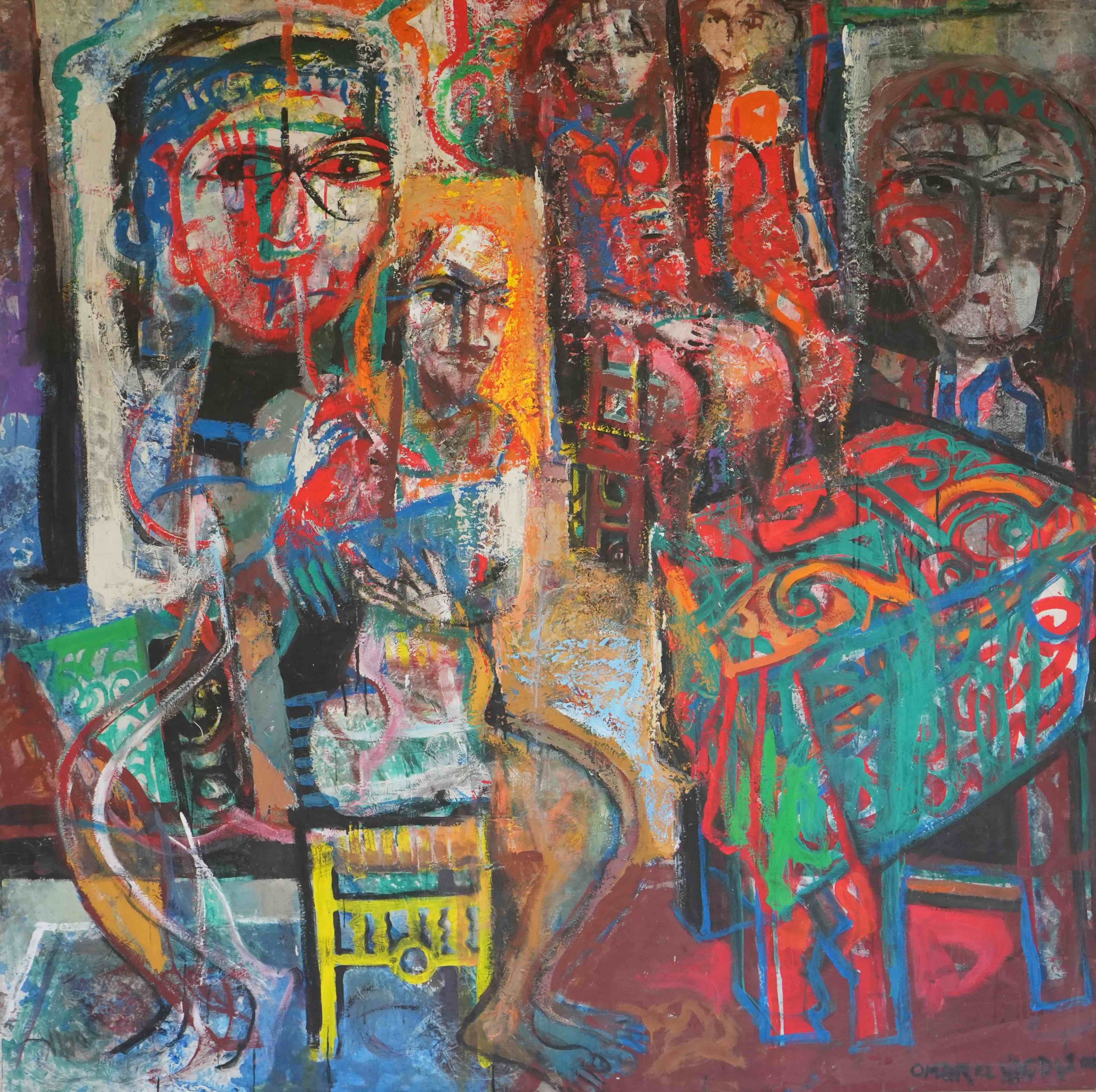Omar El Nagdi Oil on canvas 190 x 190 cm Signed and dated 2000