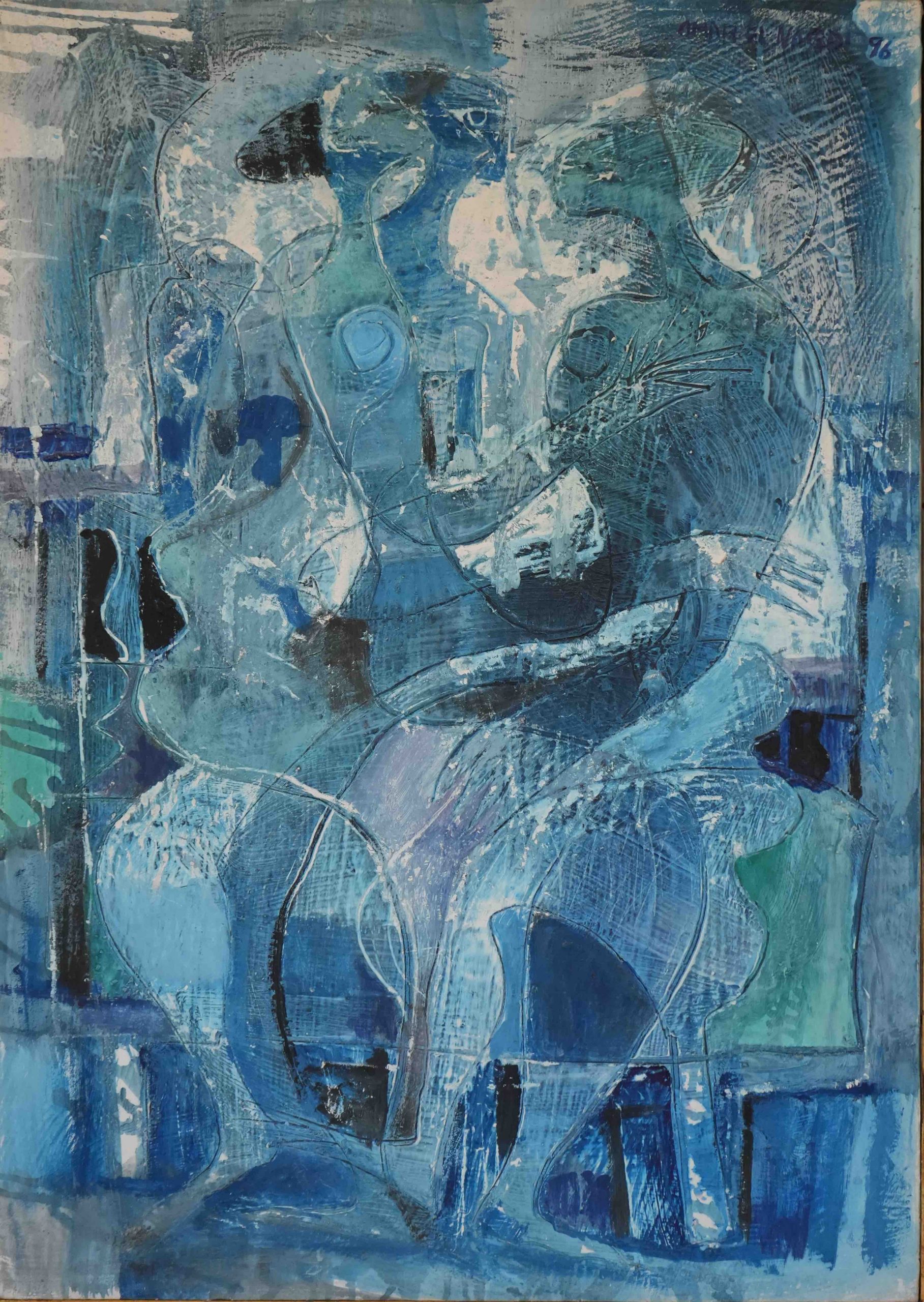 Omar El Nagdi Oil on canvas 100 x 70 cm Signed and dated 1996
