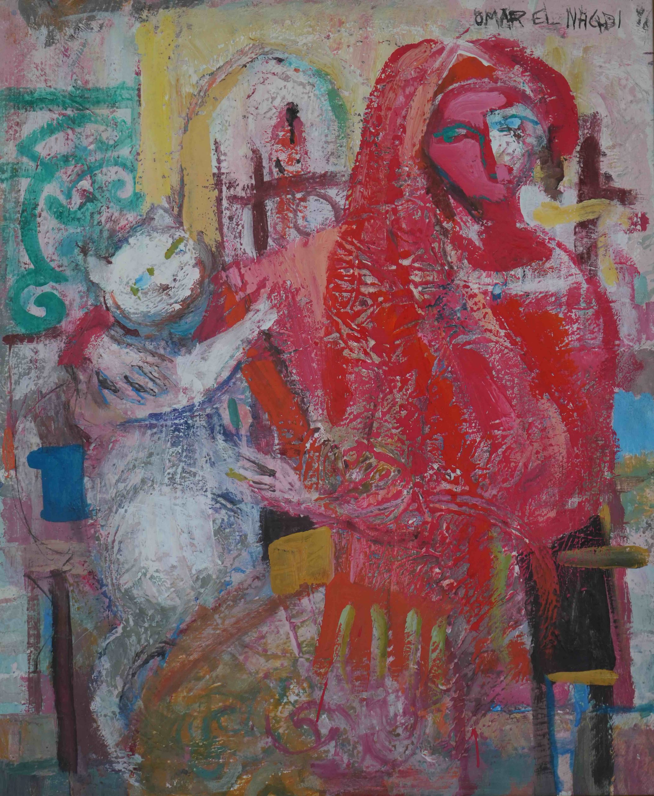Omar El Nagdi Oil on canvas 65x 53 cm Signed and dated 1996