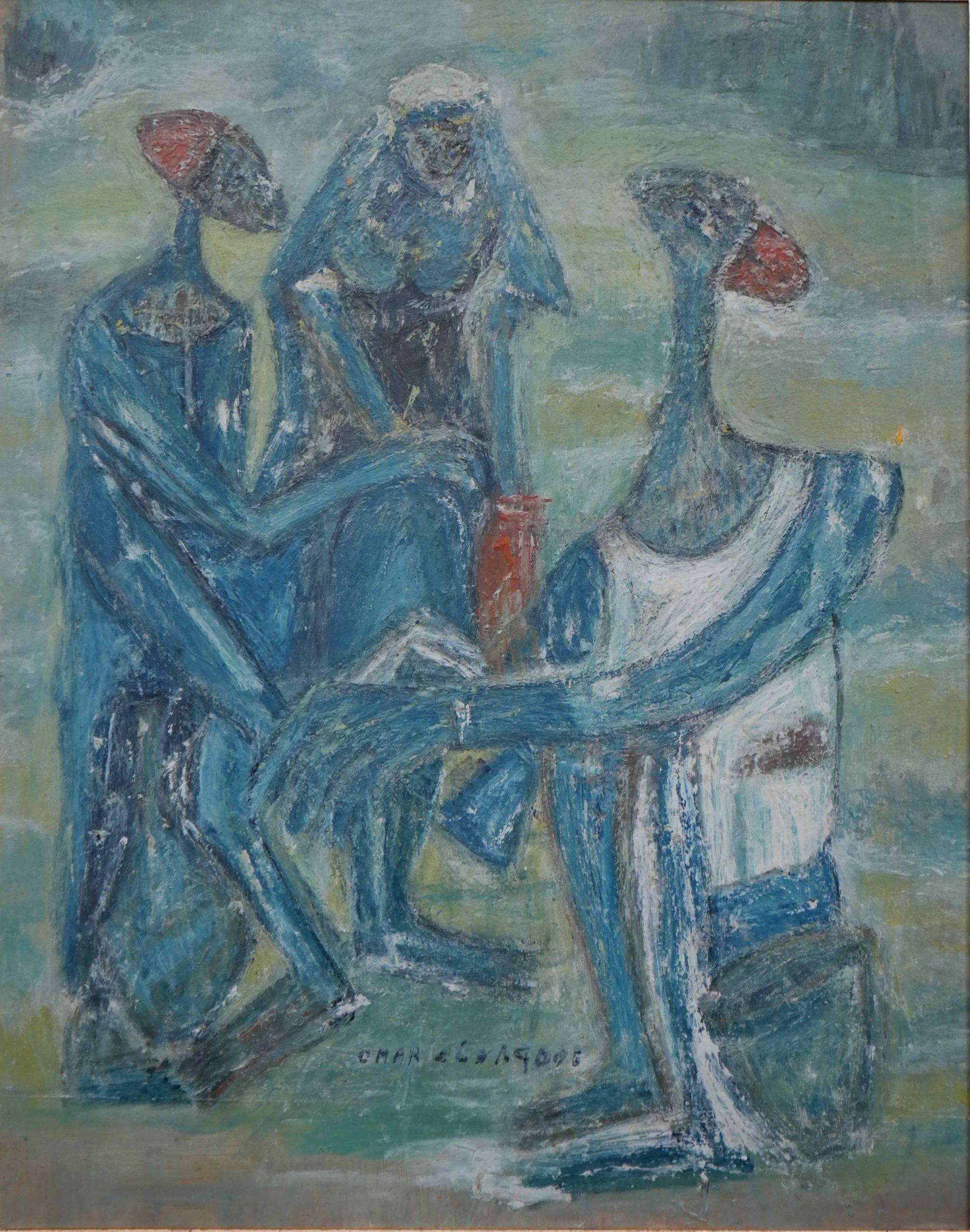 Omar El Nagdi Oil on wood  65 x 50 cm Signed and dated 1995