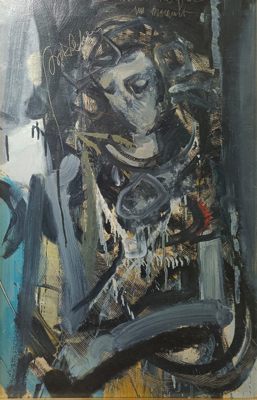 Samir Rafi, Untitled, Signed, Oil on wood 78 x 50 cm  SR-391