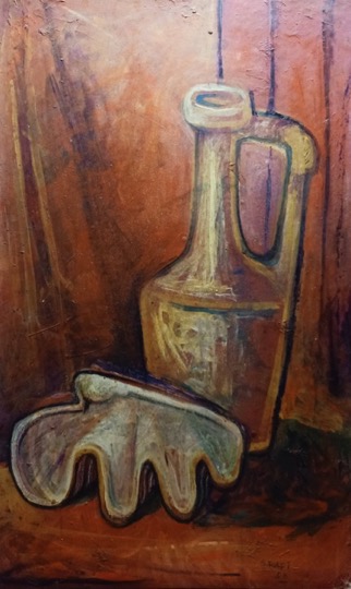 Samir Rafi   Oil on wood 96 x 58 cm Signed and dated 1958 SR-242