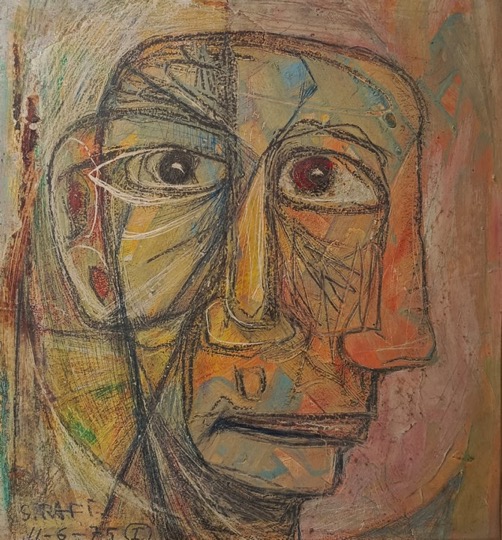 Samir Rafi, untitled, Oil on wood 31 x 30 cm Signed and dated 11-06-1975 SR-394