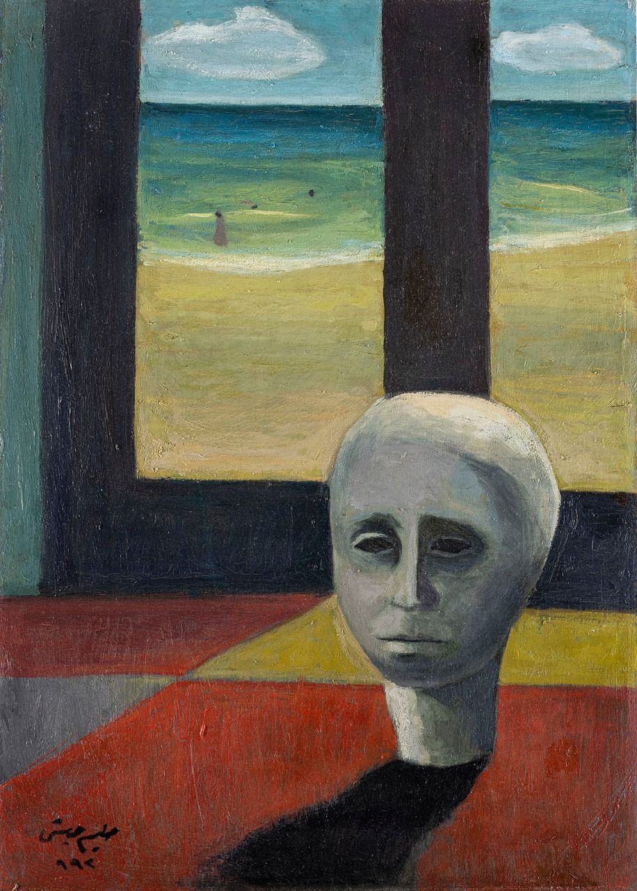 Halim Habashi (1931-2012)  The Beach الشاطئ  83 x 65 cm Oil on wood Signed and dated 1992 in Arabic & English bottom left MG-233-RB