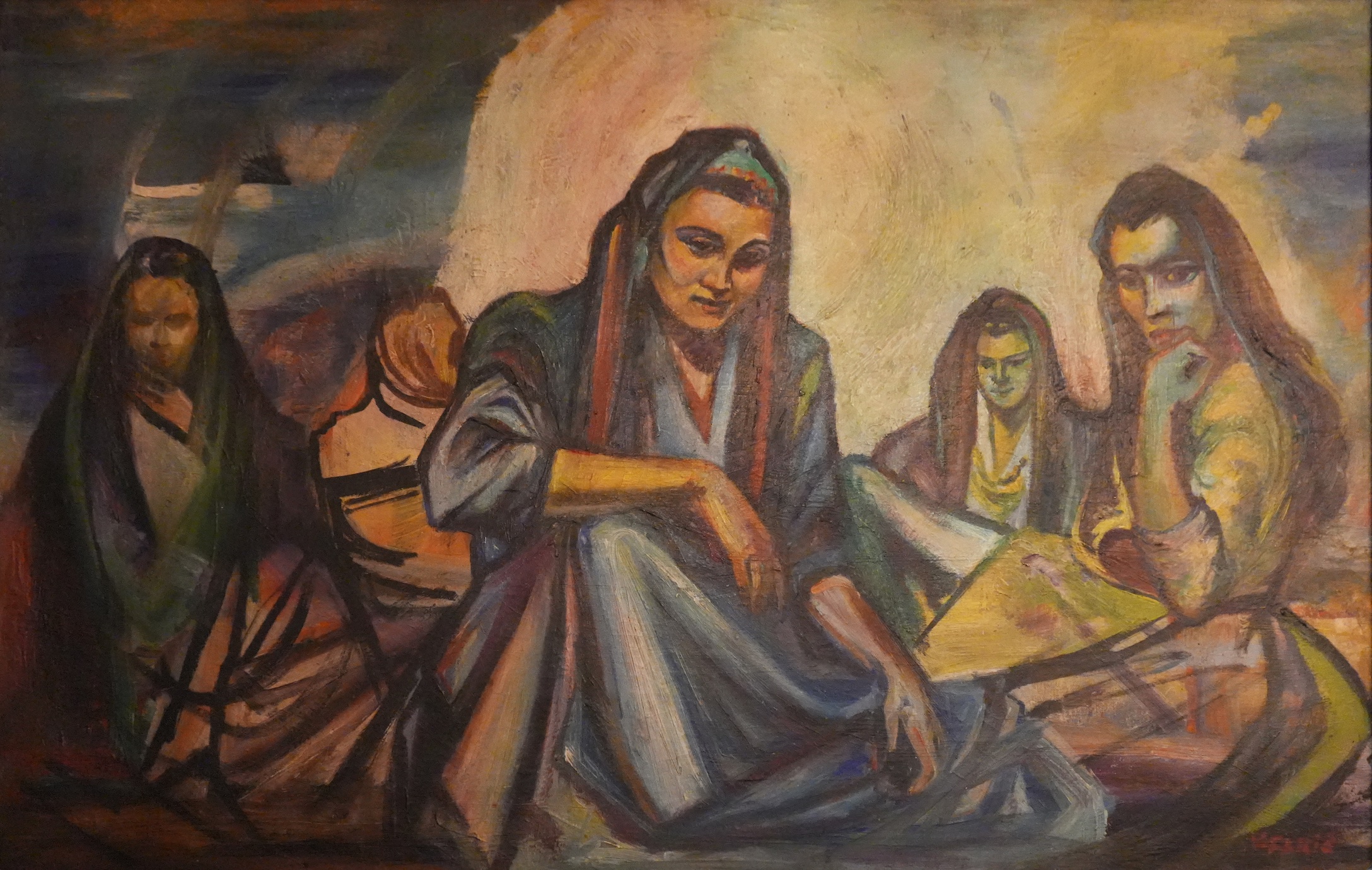 Vassela Farid (1915-2007), Les femmes du village, 40 x 60 cm Oil on canvas Signed lower right  MG-196-AH