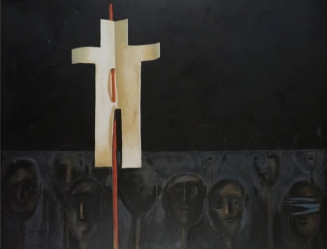 Zakaria El-Zeiny (1932-1993), The Martyrs, 115 x 90 cm Oil on canvas Signed and dated  MG-110-AH