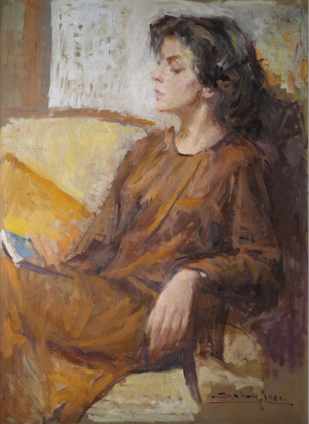 SABRY RAGHEB (1920­‐2000)  Portrait of seated woman (1980)  60 x 80 cm   Oil on canvas Signed and dated Sabry. 1980 lower right