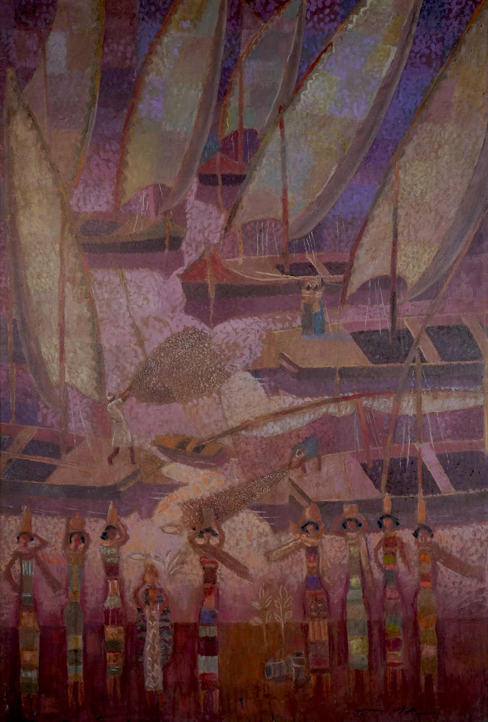 SAYED ABDEL RASSOUL  (1917-­‐1995)  100 x 65 cm  Oil on wood  Signed