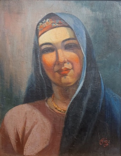 ENAYAT-­‐ALLAH IBRAHIM  (1931-­‐2005)  Fellaha  Oil on canvas   37 x 47 Signed lower right